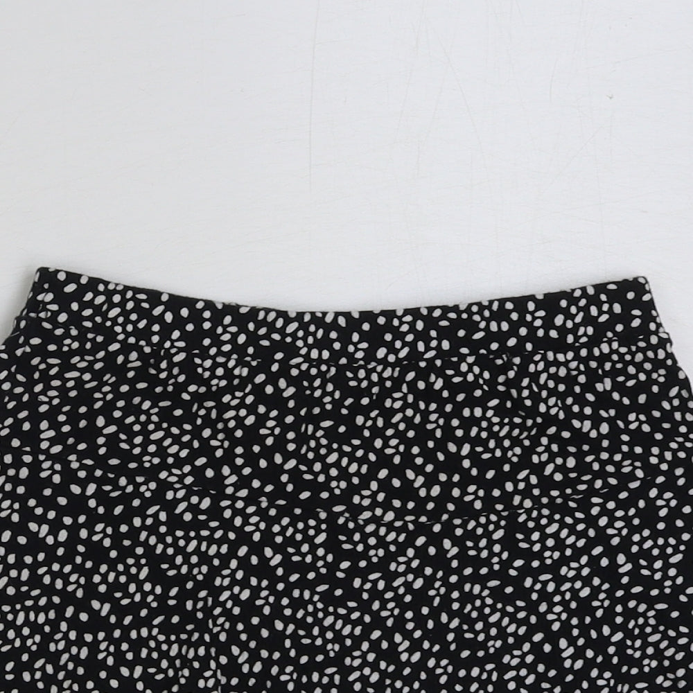 F&F Girls Black Geometric Cotton Mini Skirt Size 6-7 Years Regular Pull On