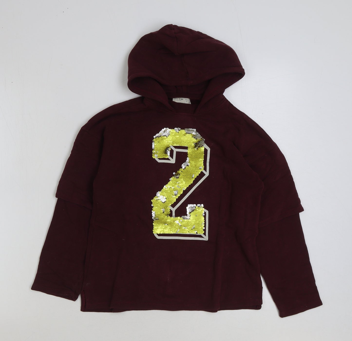 Zara Girls Red Polyester Pullover Hoodie Size 9 Years Pullover