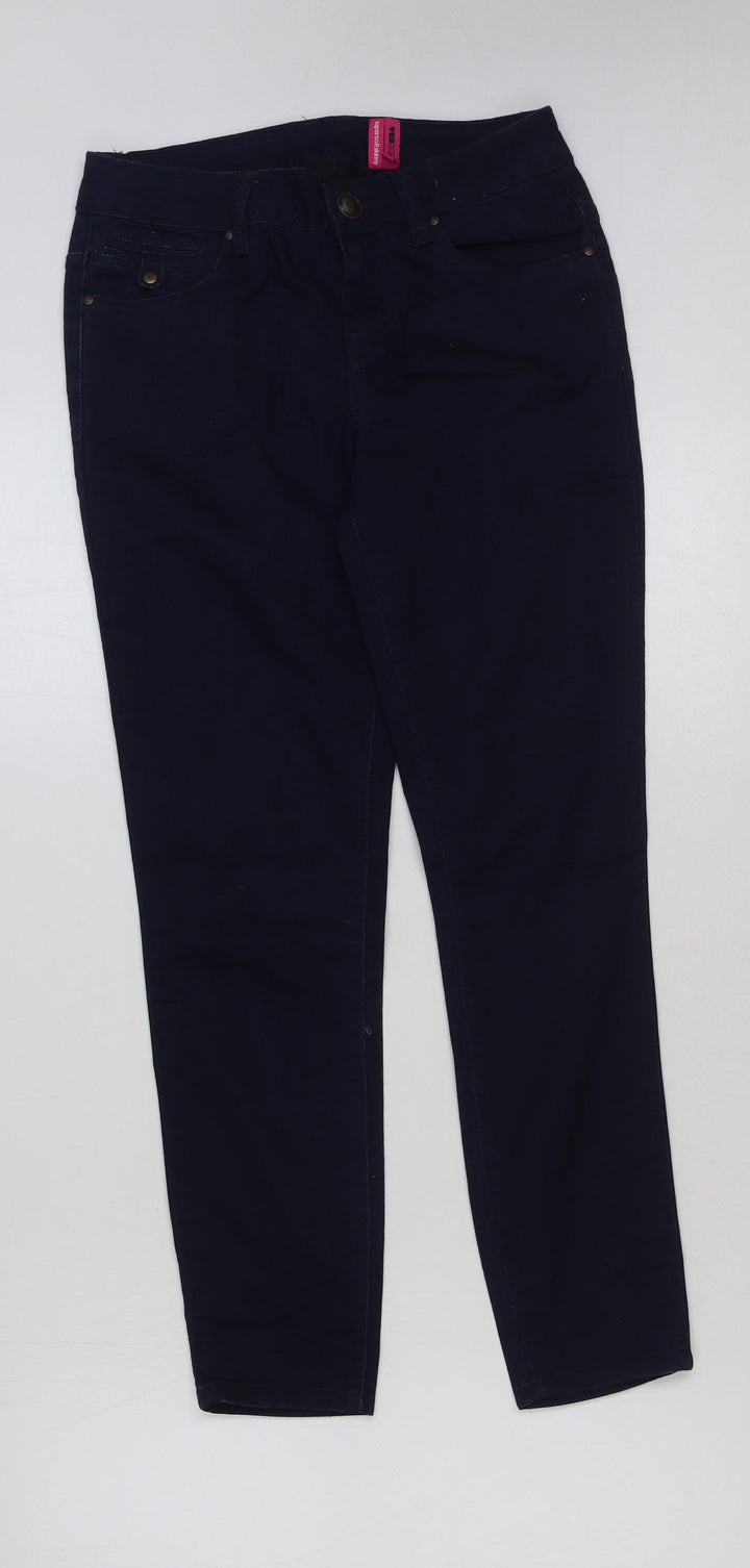 YESYES Womens Blue Cotton Skinny Jeans Size 10 L27 in Regular Button