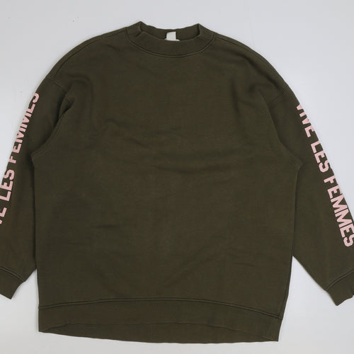 H&M Womens Green Polyester Pullover Sweatshirt Size M Pullover - Vive Les Femmes