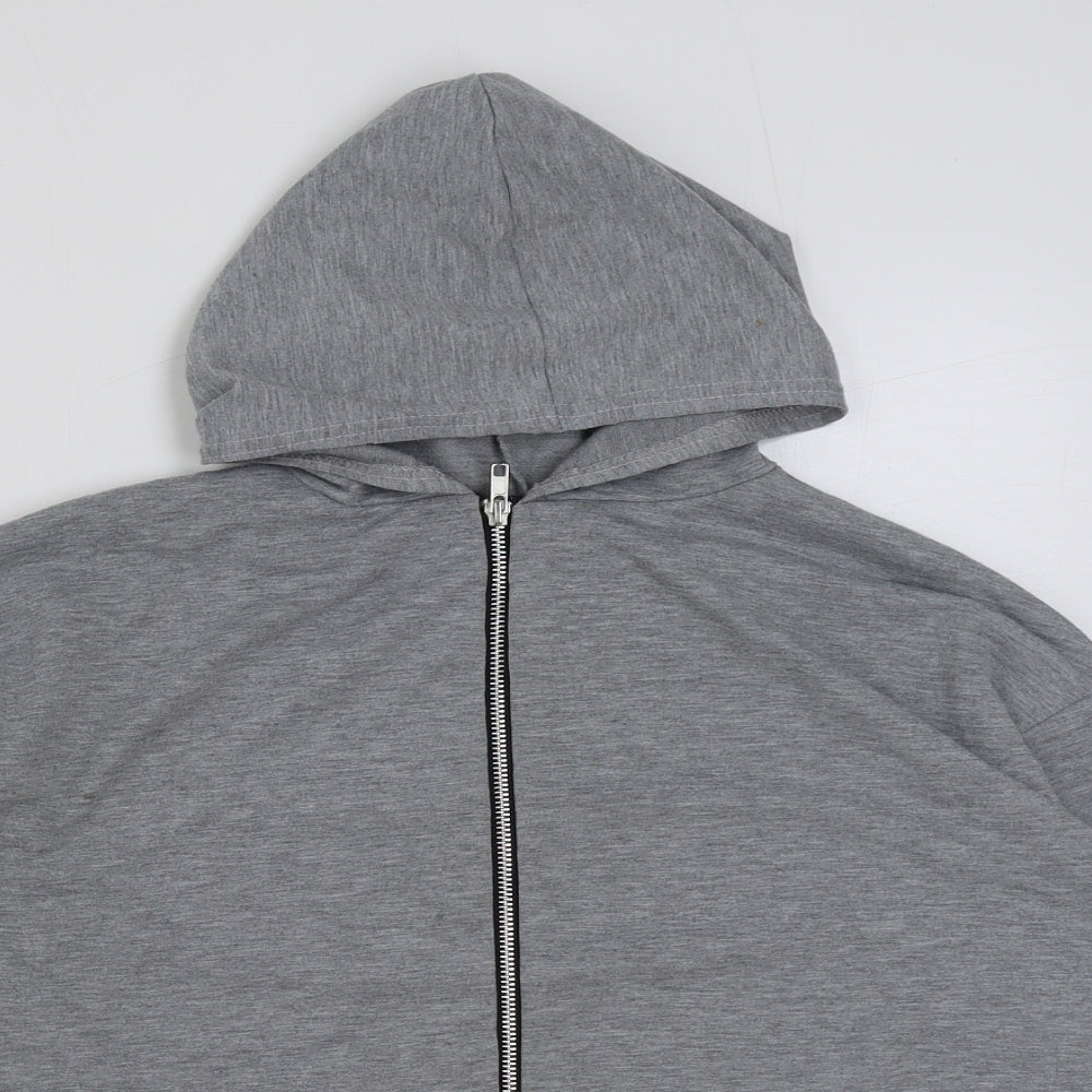 Boohoo Womens Grey Polyester Full Zip Hoodie Size 12 Zip