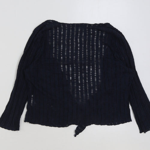 Marks and Spencer Womens Blue V-Neck Polyester Cardigan Jumper Size 14