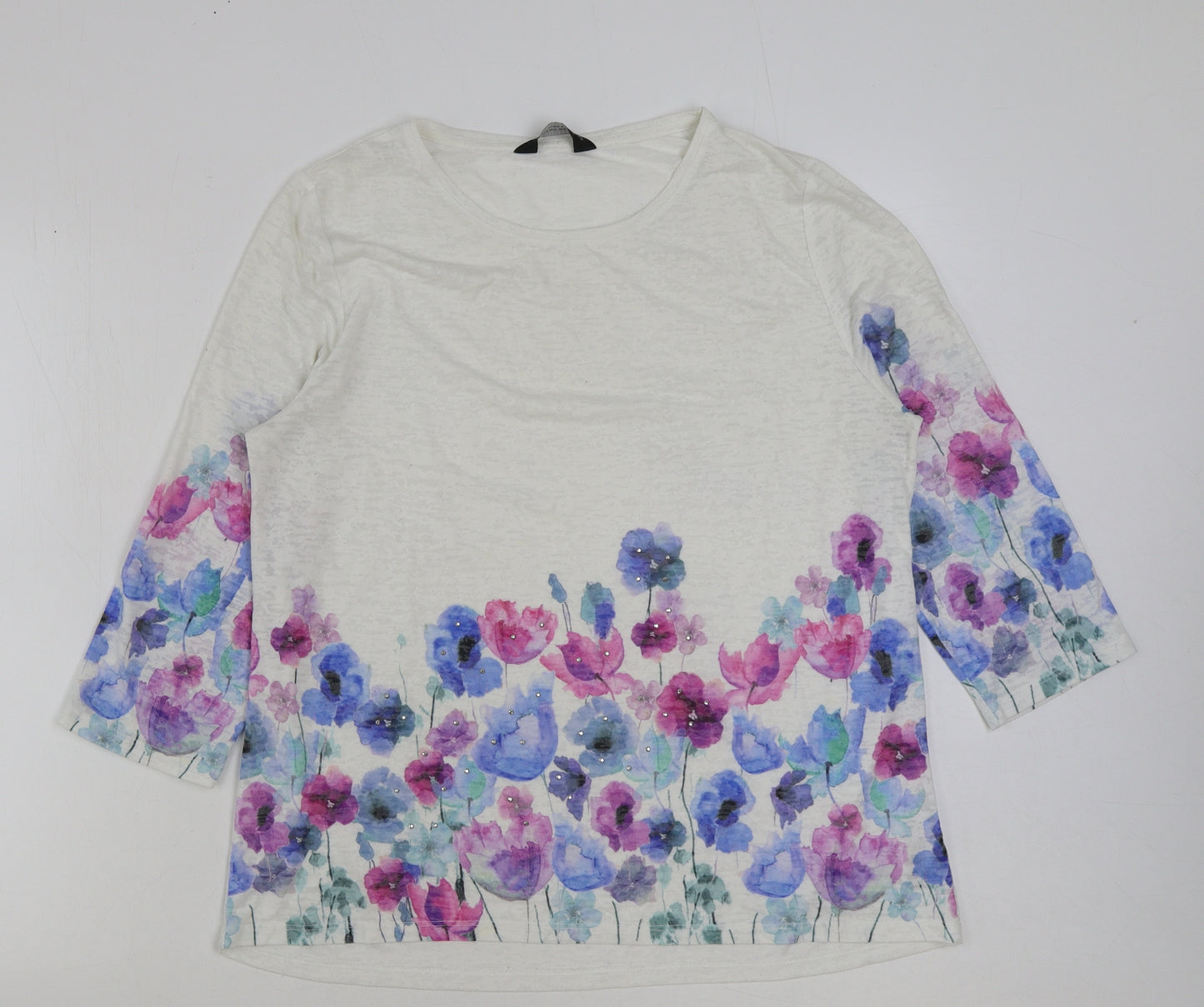 Dorothy Perkins Womens Multicoloured Floral Polyester Basic T-Shirt Size 20 Round Neck