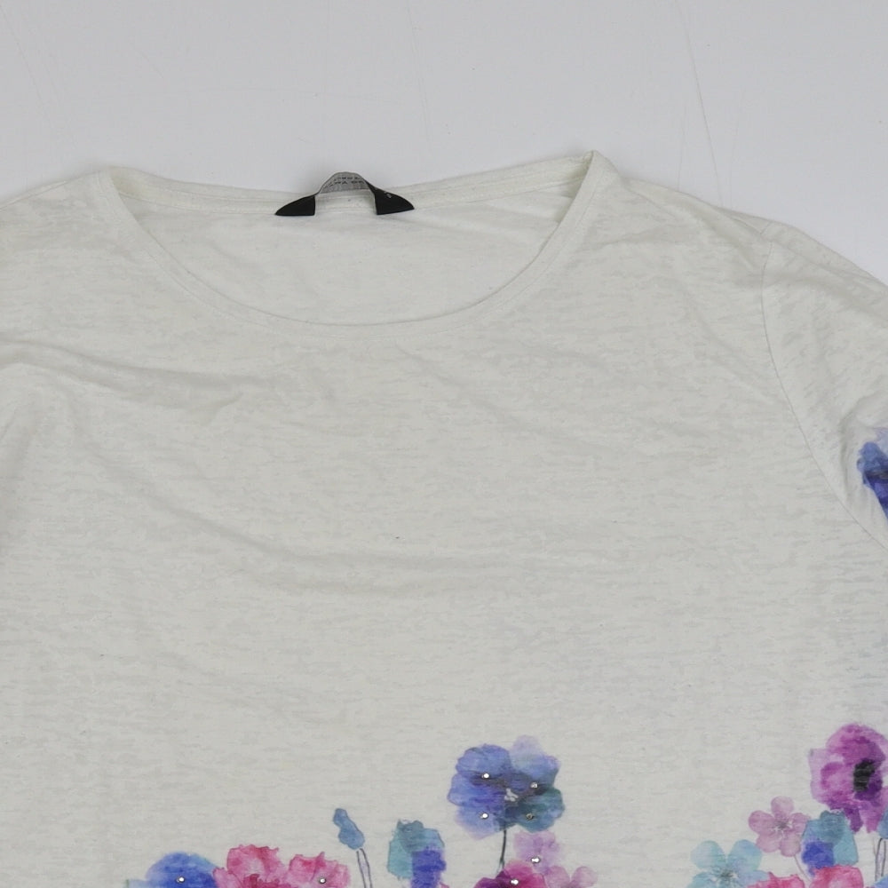 Dorothy Perkins Womens Multicoloured Floral Polyester Basic T-Shirt Size 20 Round Neck