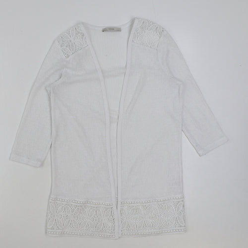 George Womens White V-Neck Polyester Cardigan Jumper Size 8 - Lace Detail