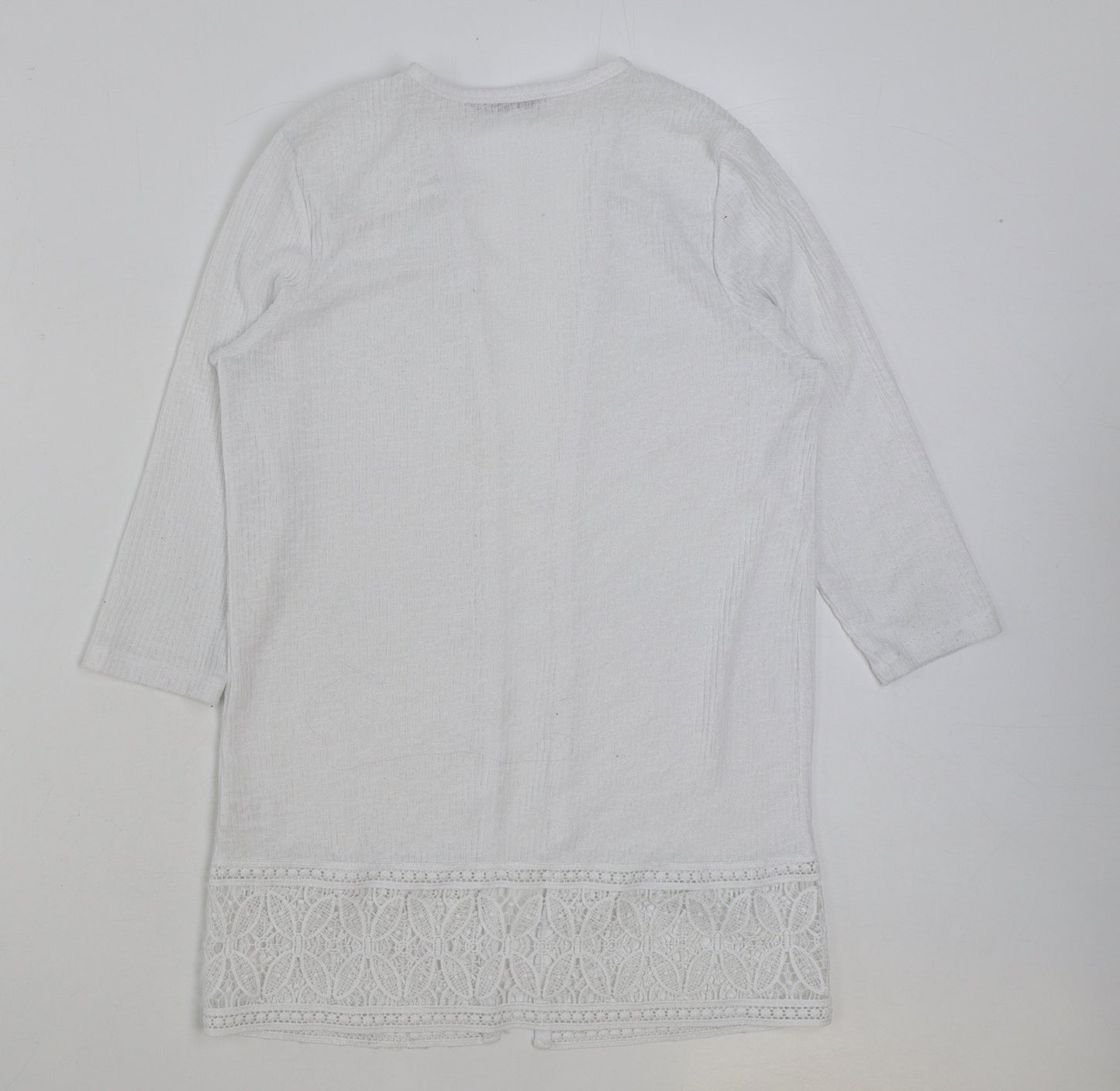 George Womens White V-Neck Polyester Cardigan Jumper Size 8 - Lace Detail