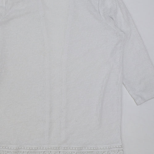 George Womens White V-Neck Polyester Cardigan Jumper Size 8 - Lace Detail