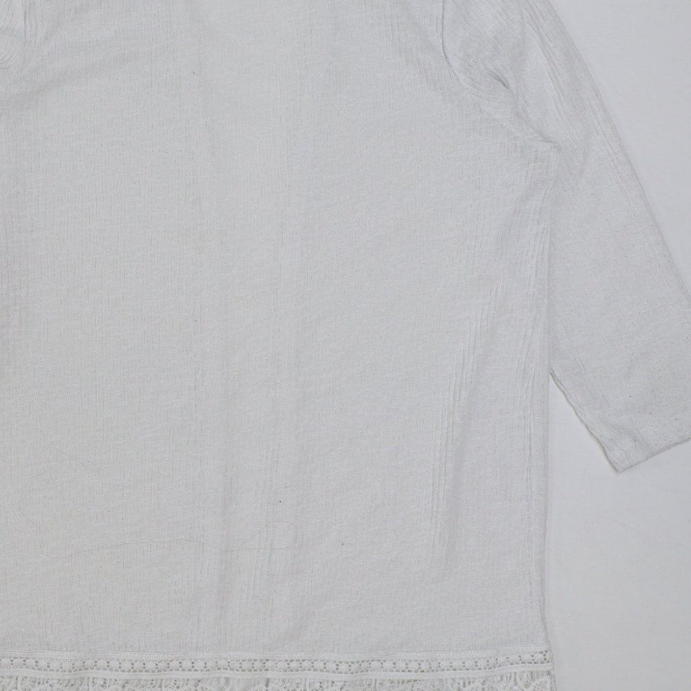 George Womens White V-Neck Polyester Cardigan Jumper Size 8 - Lace Detail