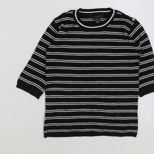Atmosphere Womens Black Striped Viscose Basic T-Shirt Size 8 Round Neck