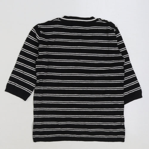 Atmosphere Womens Black Striped Viscose Basic T-Shirt Size 8 Round Neck