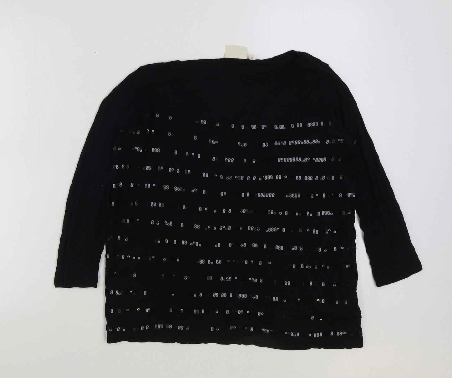 vackney Womens Black Viscose Basic T-Shirt Size M Round Neck