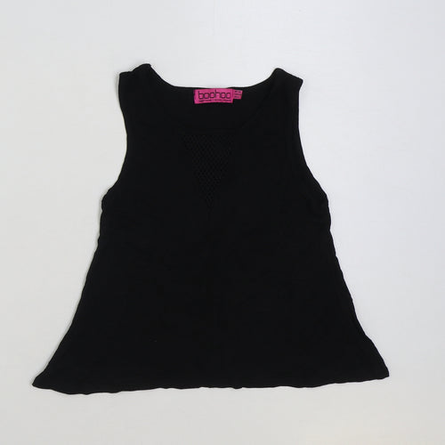 Boohoo Womens Black Polyester Basic Tank Size 10 Scoop Neck
