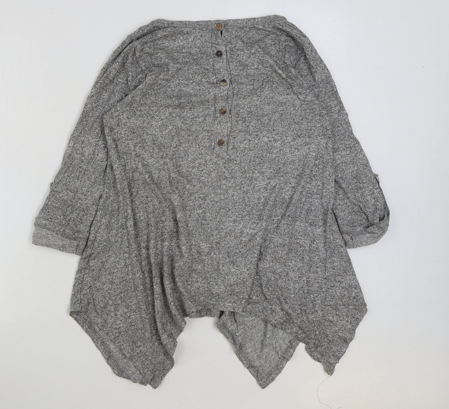 COIN 1804 Womens Grey Polyester Basic T-Shirt Size M Round Neck - Assymetric