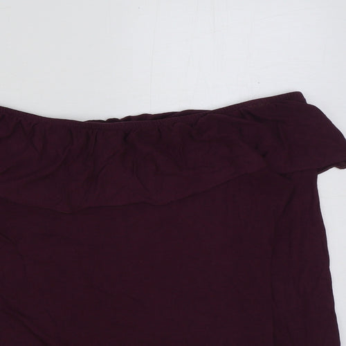 F&F Womens Purple Polyester Basic Blouse Size 10 Off the Shoulder