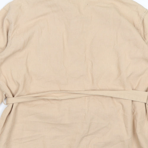 Boohoo Womens Beige Cotton Basic Button-Up Size 12 Collared