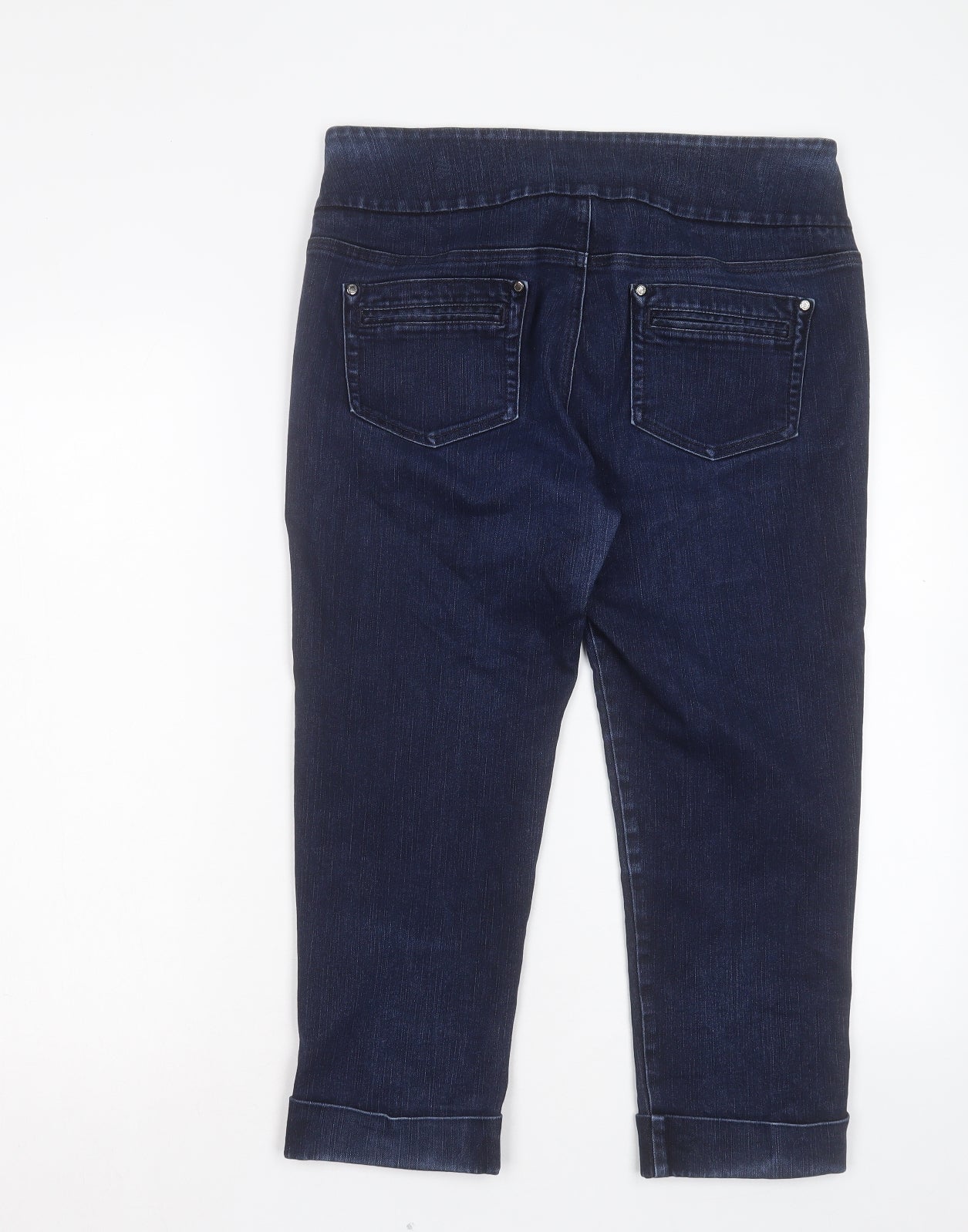 Marks and Spencer Womens Blue Cotton Cropped Jeans Size 14 L22 in Regular Button