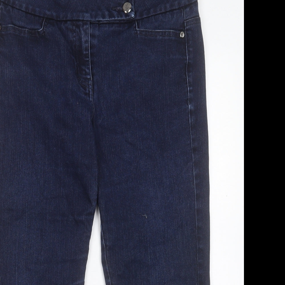 Marks and Spencer Womens Blue Cotton Cropped Jeans Size 14 L22 in Regular Button