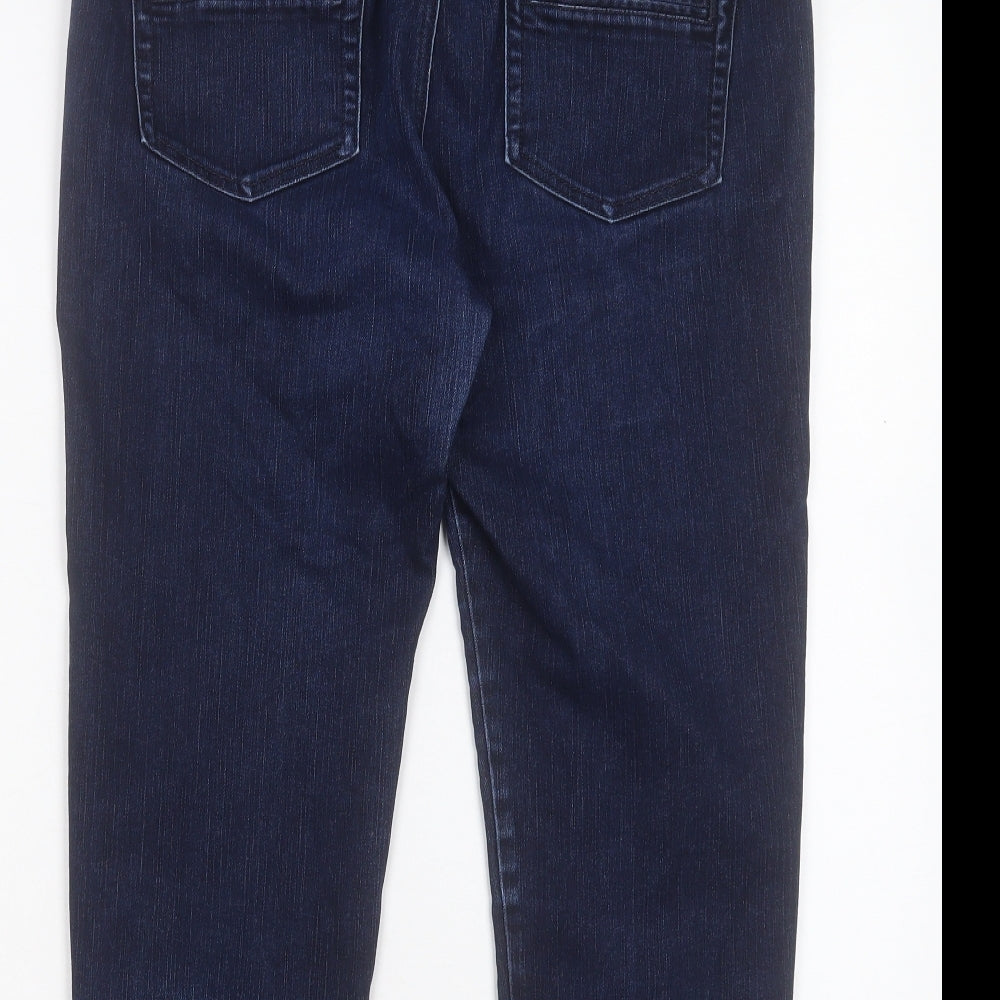 Marks and Spencer Womens Blue Cotton Cropped Jeans Size 14 L22 in Regular Button