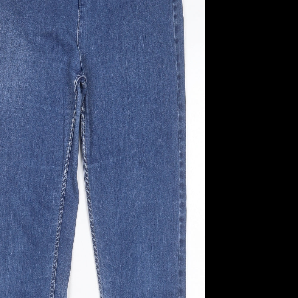Marks and Spencer Womens Blue Cotton Straight Jeans Size 16 L30 in Slim Button