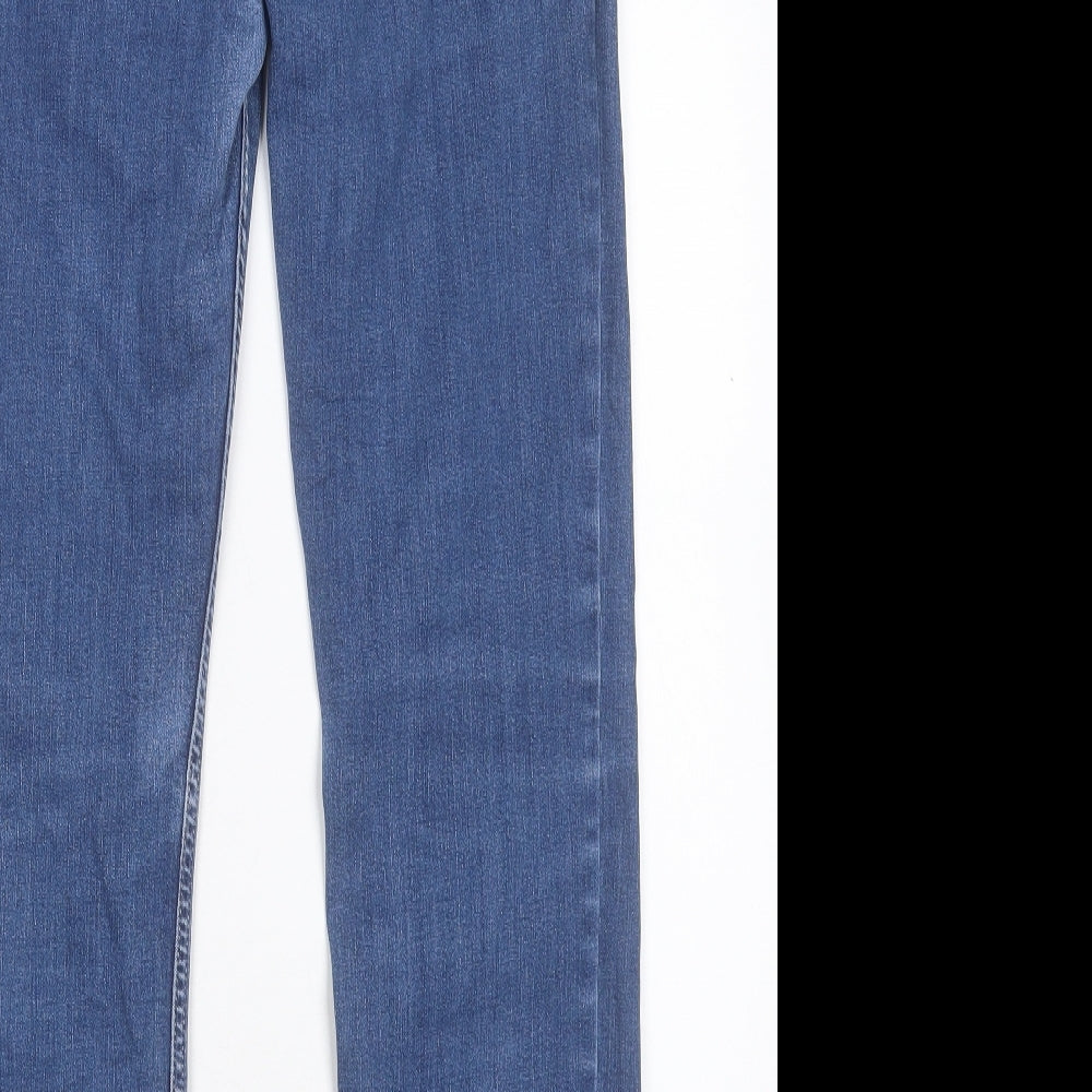 Marks and Spencer Womens Blue Cotton Straight Jeans Size 16 L30 in Slim Button
