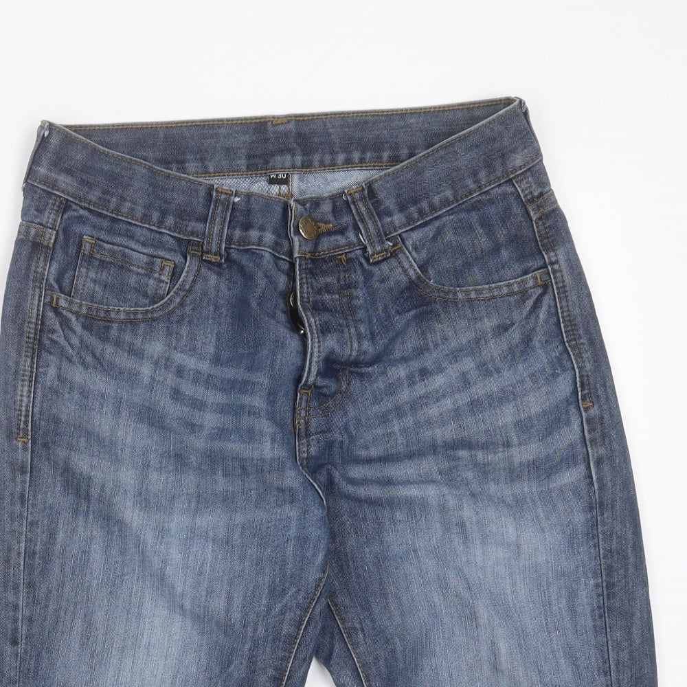 Denim & Co. Mens Blue Cotton Bermuda Shorts Size 30 in L15 in Regular Button
