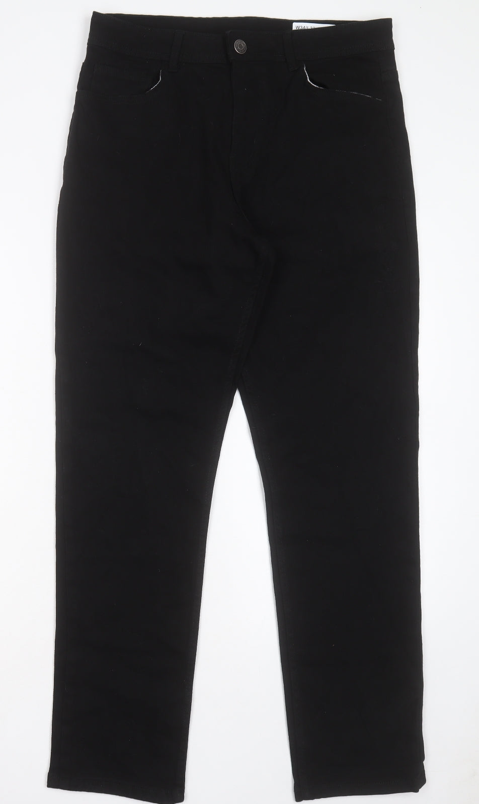 Denim & Co. Mens Black Cotton Straight Jeans Size 34 in L32 in Relaxed Button