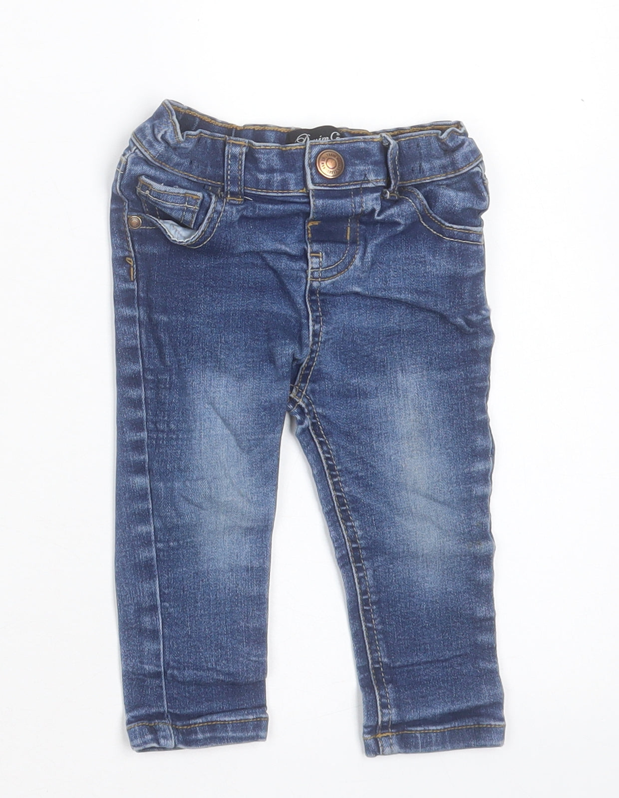 Denim & Co. Baby Blue Cotton Capri Jeans Size 6-9 Months Button