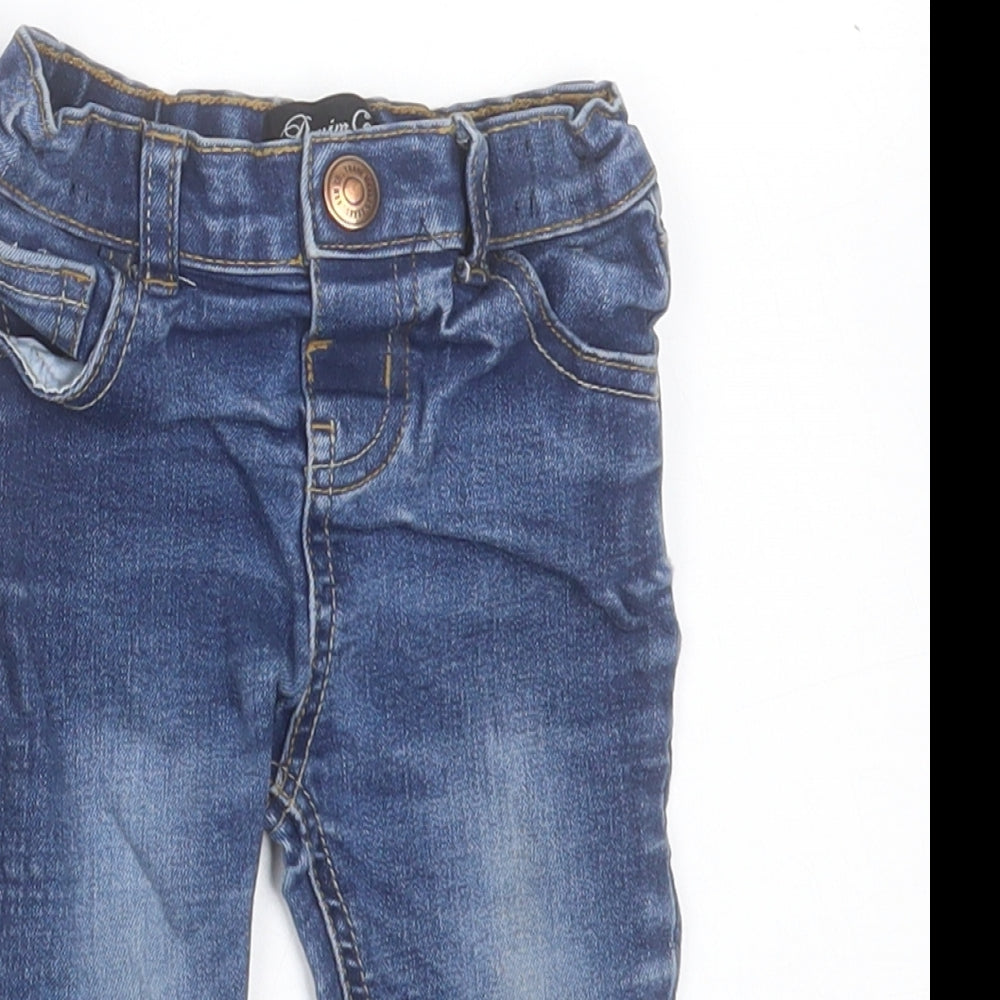 Denim & Co. Baby Blue Cotton Capri Jeans Size 6-9 Months Button