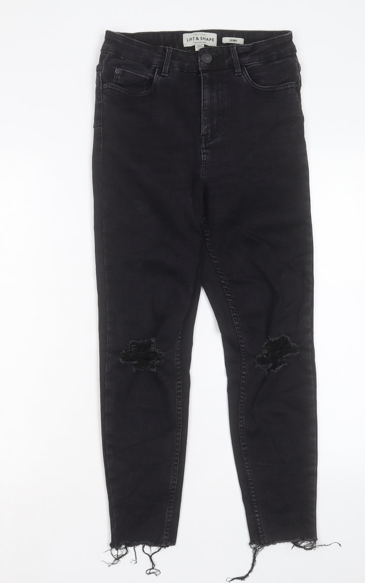 New Look Womens Black Cotton Skinny Jeans Size 8 L25 in Regular Button - Lift & Shape