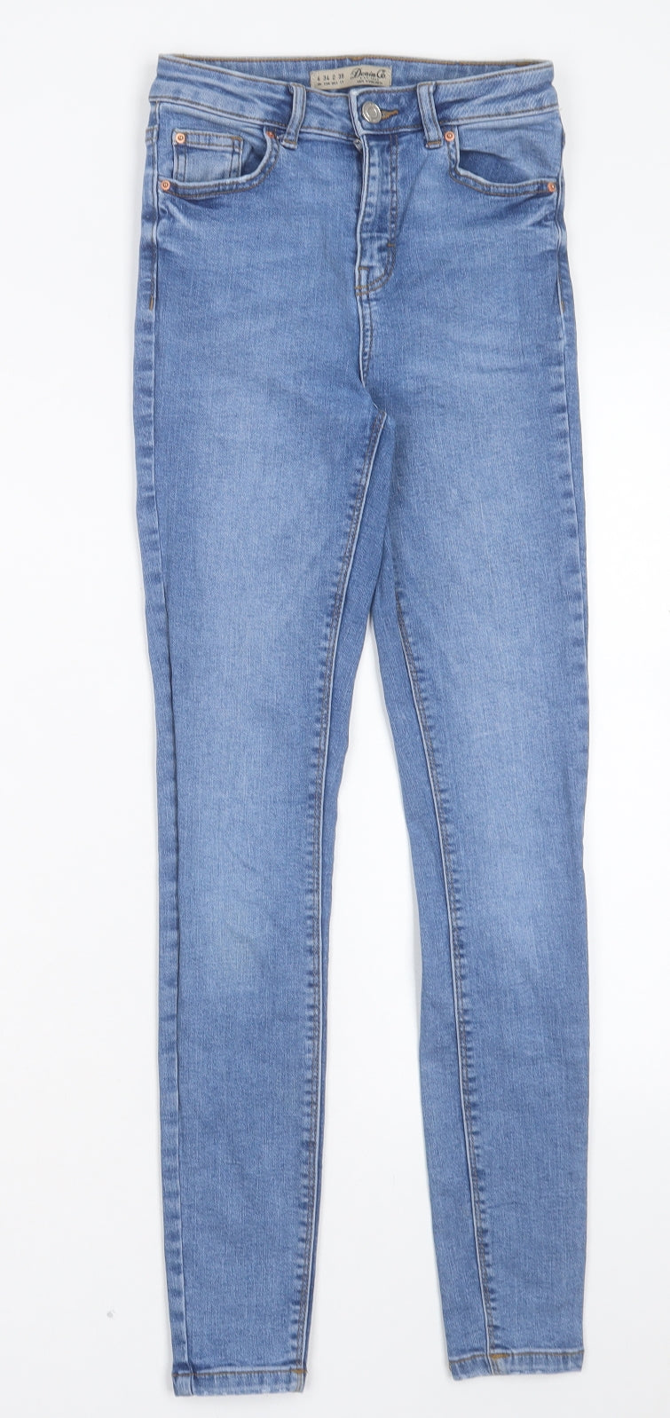 Denim & Co. Womens Blue Cotton Skinny Jeans Size 6 L27 in Regular Button