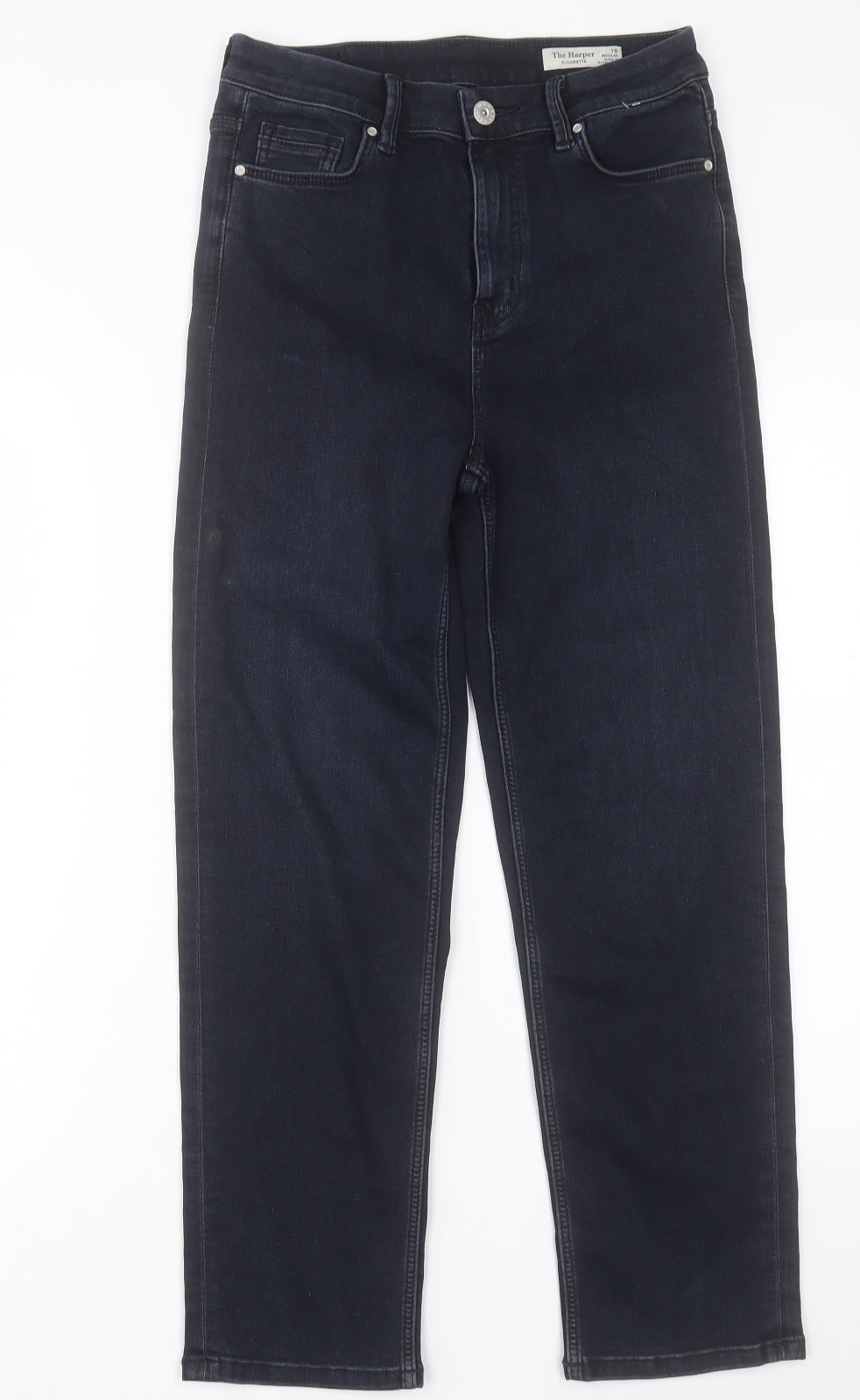 Marks and Spencer Womens Blue Cotton Cropped Jeans Size 10 L26 in Regular Button
