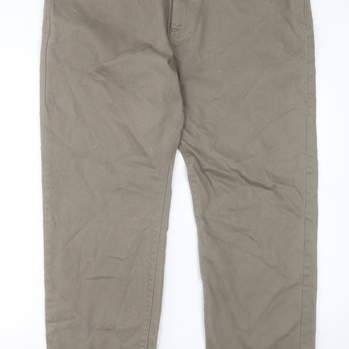 Marks and Spencer Mens Green Cotton Straight Jeans Size 42 in L29 in Regular Button
