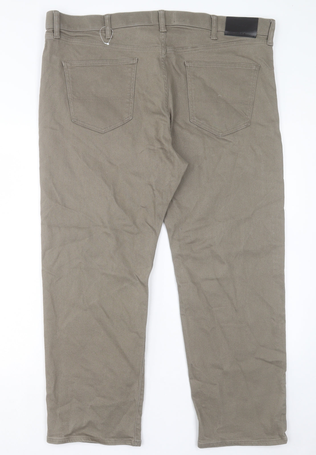 Marks and Spencer Mens Green Cotton Straight Jeans Size 42 in L29 in Regular Button