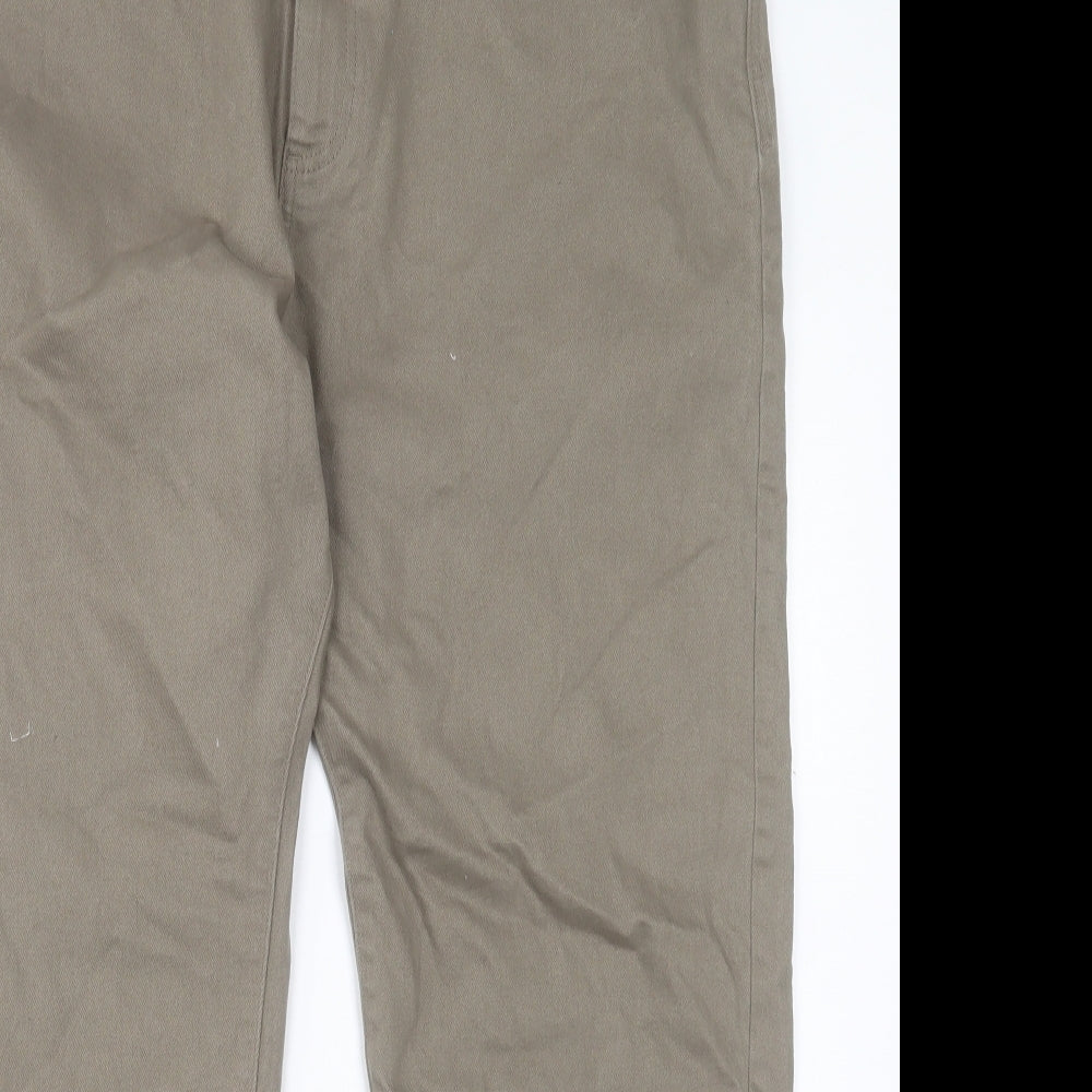 Marks and Spencer Mens Green Cotton Straight Jeans Size 42 in L29 in Regular Button
