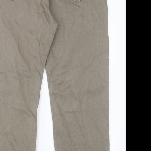 Marks and Spencer Mens Green Cotton Straight Jeans Size 42 in L29 in Regular Button
