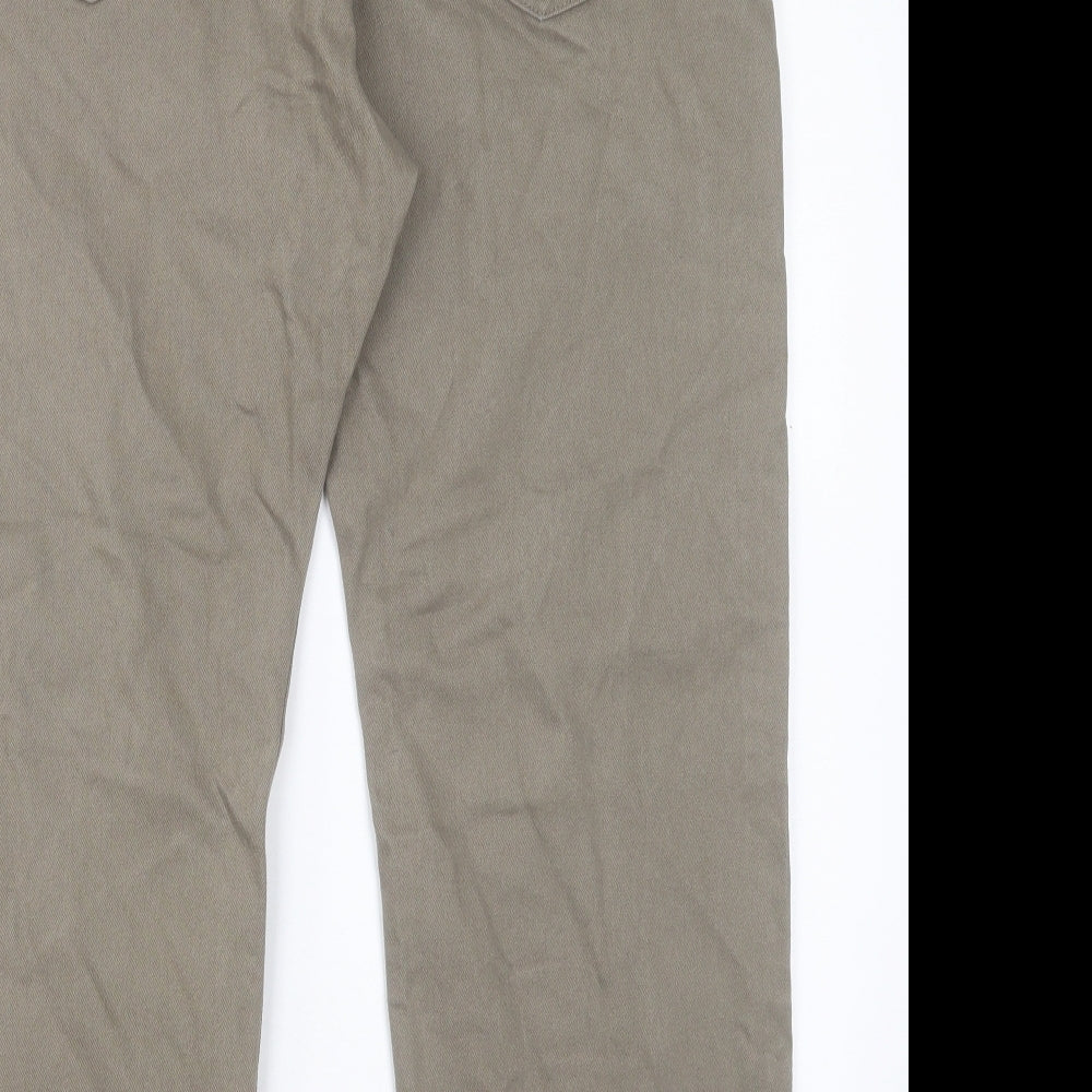 Marks and Spencer Mens Green Cotton Straight Jeans Size 42 in L29 in Regular Button