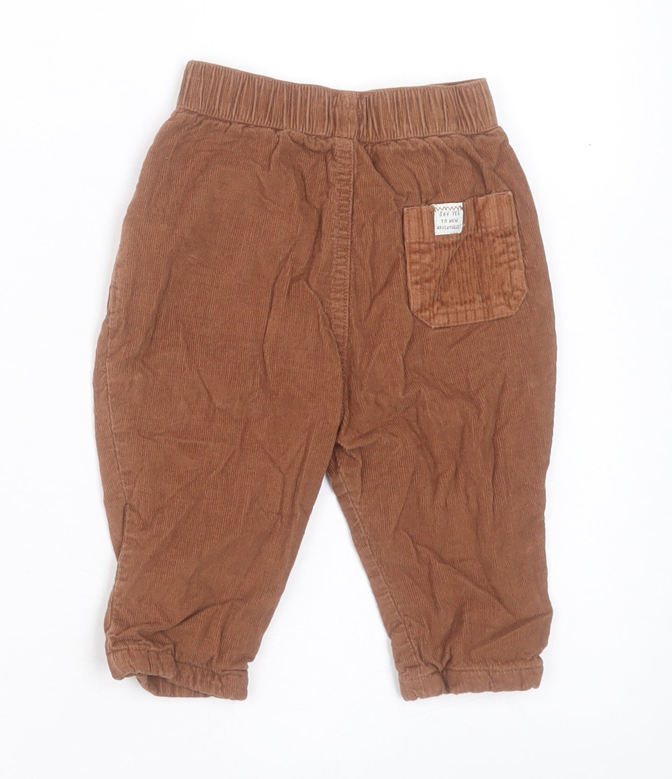mamas & papas Boys Brown Cotton Capri Trousers Size 6-9 Months Drawstring