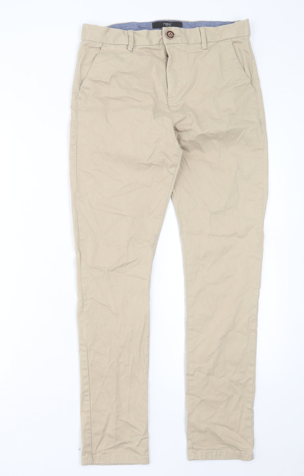 NEXT Boys Beige Cotton Chino Trousers Size 14 Years Regular Button