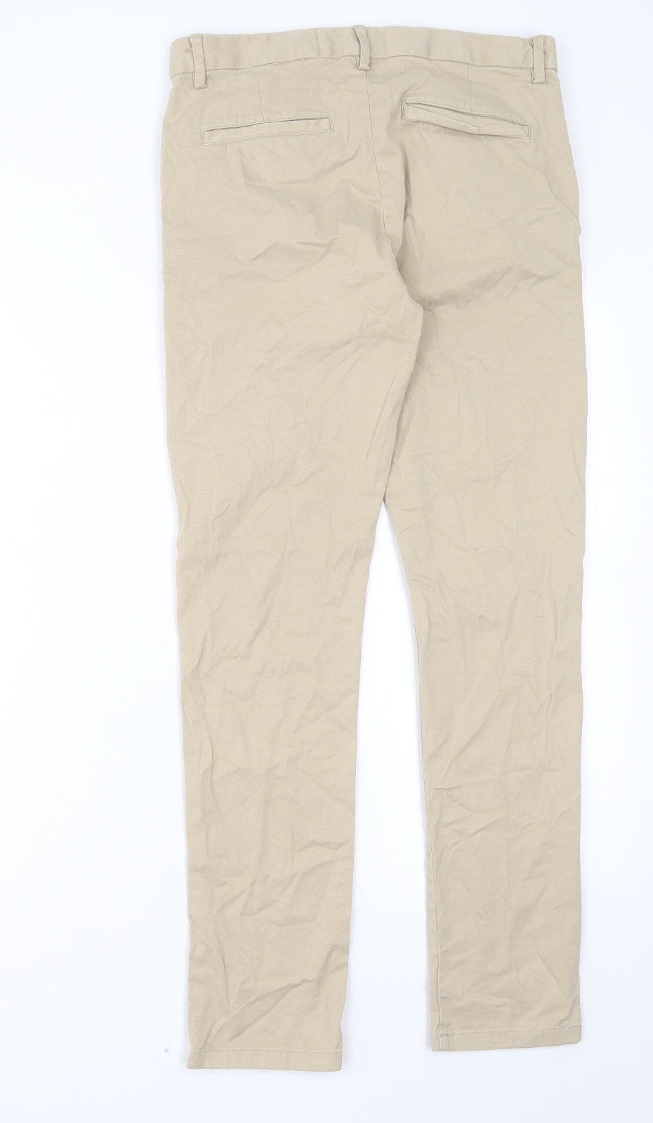 NEXT Boys Beige Cotton Chino Trousers Size 14 Years Regular Button