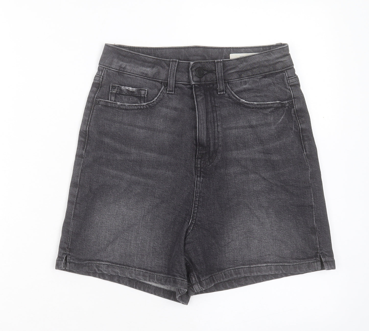 Marks and Spencer Womens Black Cotton Boyfriend Shorts Size 6 L4 in Regular Button