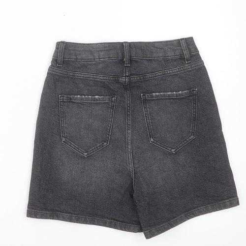 Marks and Spencer Womens Black Cotton Boyfriend Shorts Size 6 L4 in Regular Button