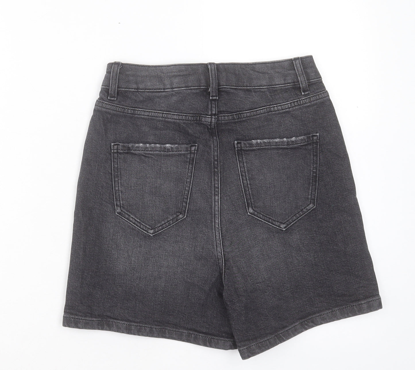 Marks and Spencer Womens Black Cotton Boyfriend Shorts Size 6 L4 in Regular Button