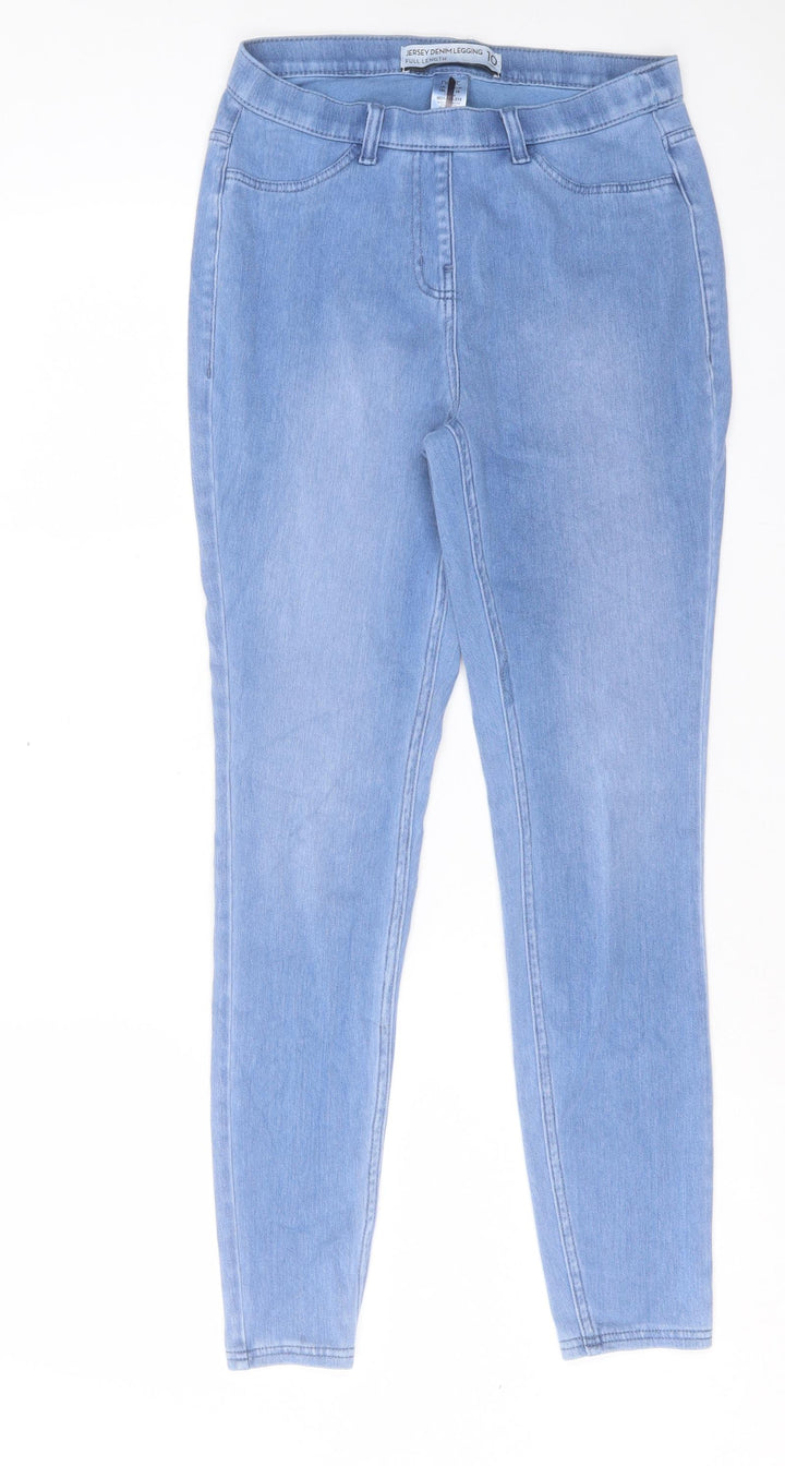 Denim & Co. Womens Blue Cotton Skinny Jeans Size 10 L28 in Regular Button