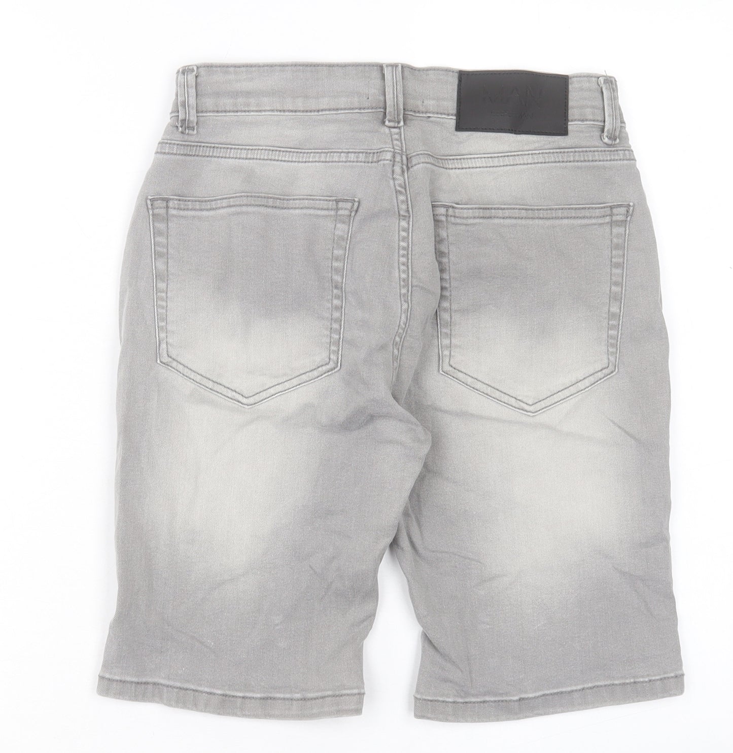Boohoo Mens Grey Cotton Bermuda Shorts Size 28 in L9 in Regular Button