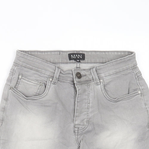 Boohoo Mens Grey Cotton Bermuda Shorts Size 28 in L9 in Regular Button