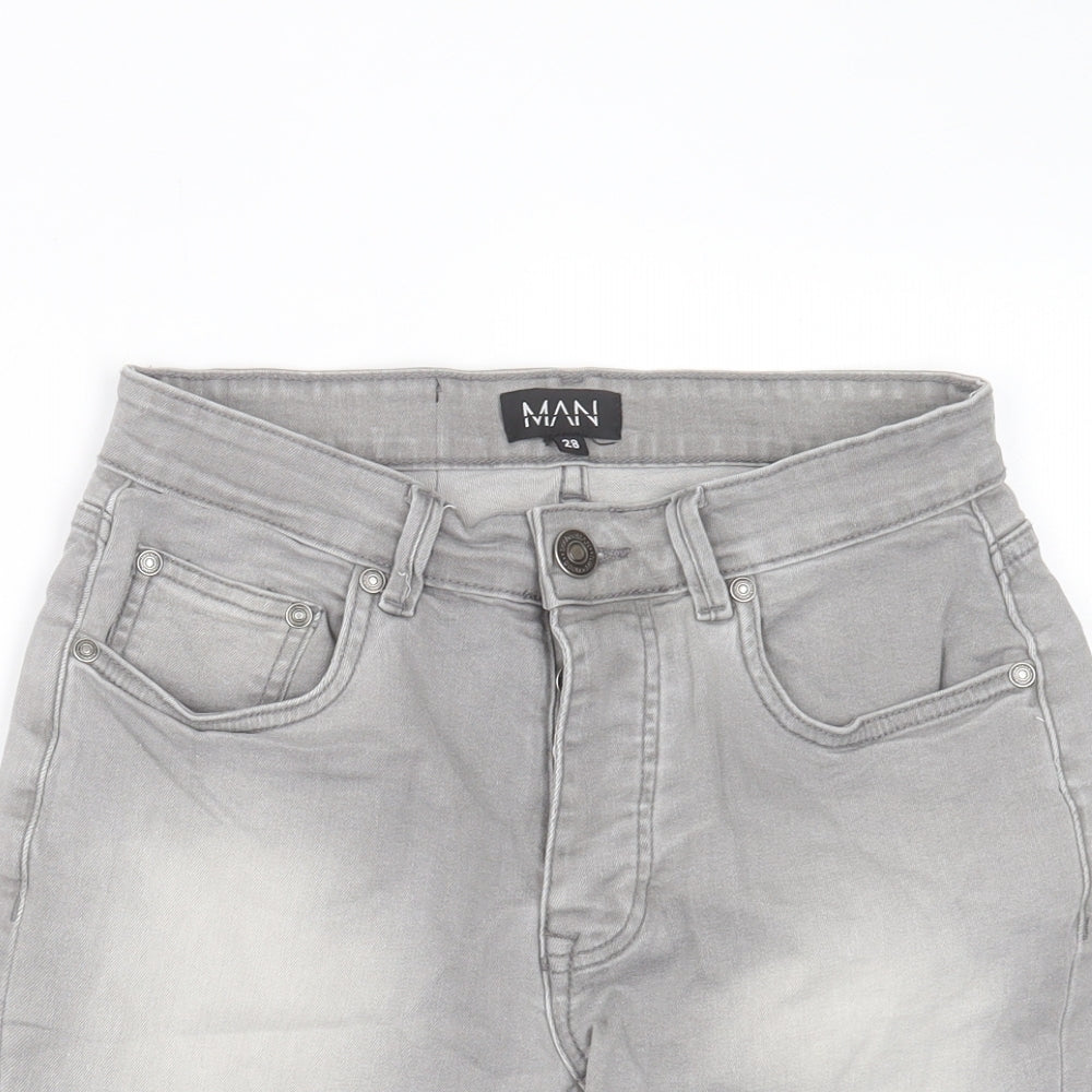 Boohoo Mens Grey Cotton Bermuda Shorts Size 28 in L9 in Regular Button