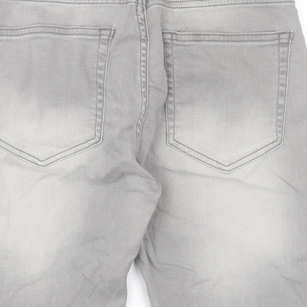 Boohoo Mens Grey Cotton Bermuda Shorts Size 28 in L9 in Regular Button