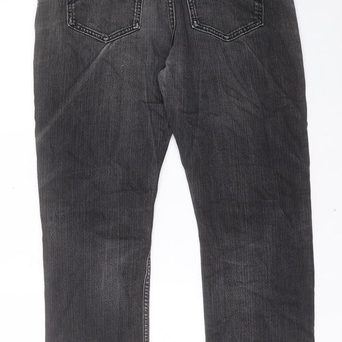 Marks and Spencer Mens Black Cotton Straight Jeans Size 36 in L29 in Regular Button - Short Leg