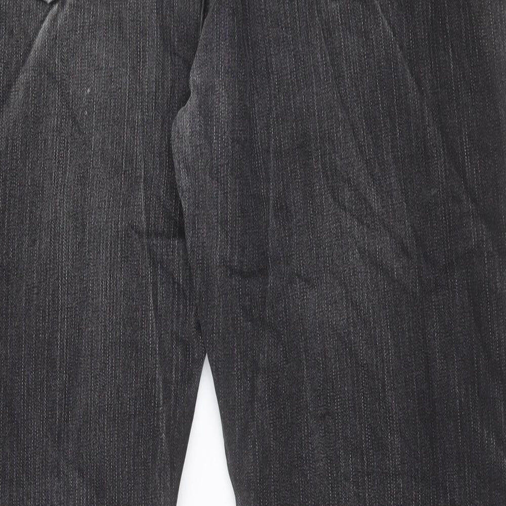 Marks and Spencer Mens Black Cotton Straight Jeans Size 36 in L29 in Regular Button - Short Leg