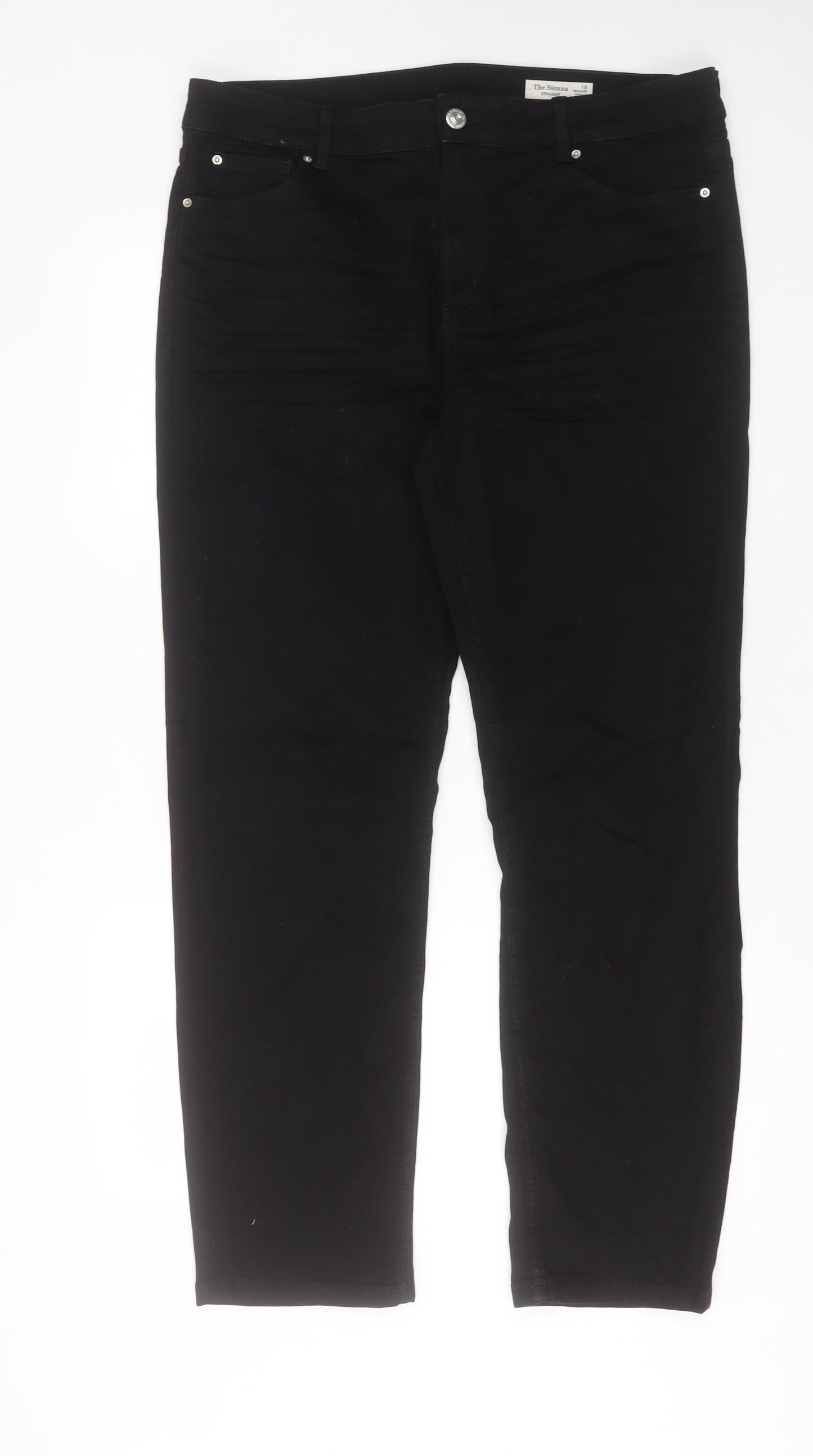 NEXT Womens Black Cotton Straight Jeans Size 18 L31 in Regular Button